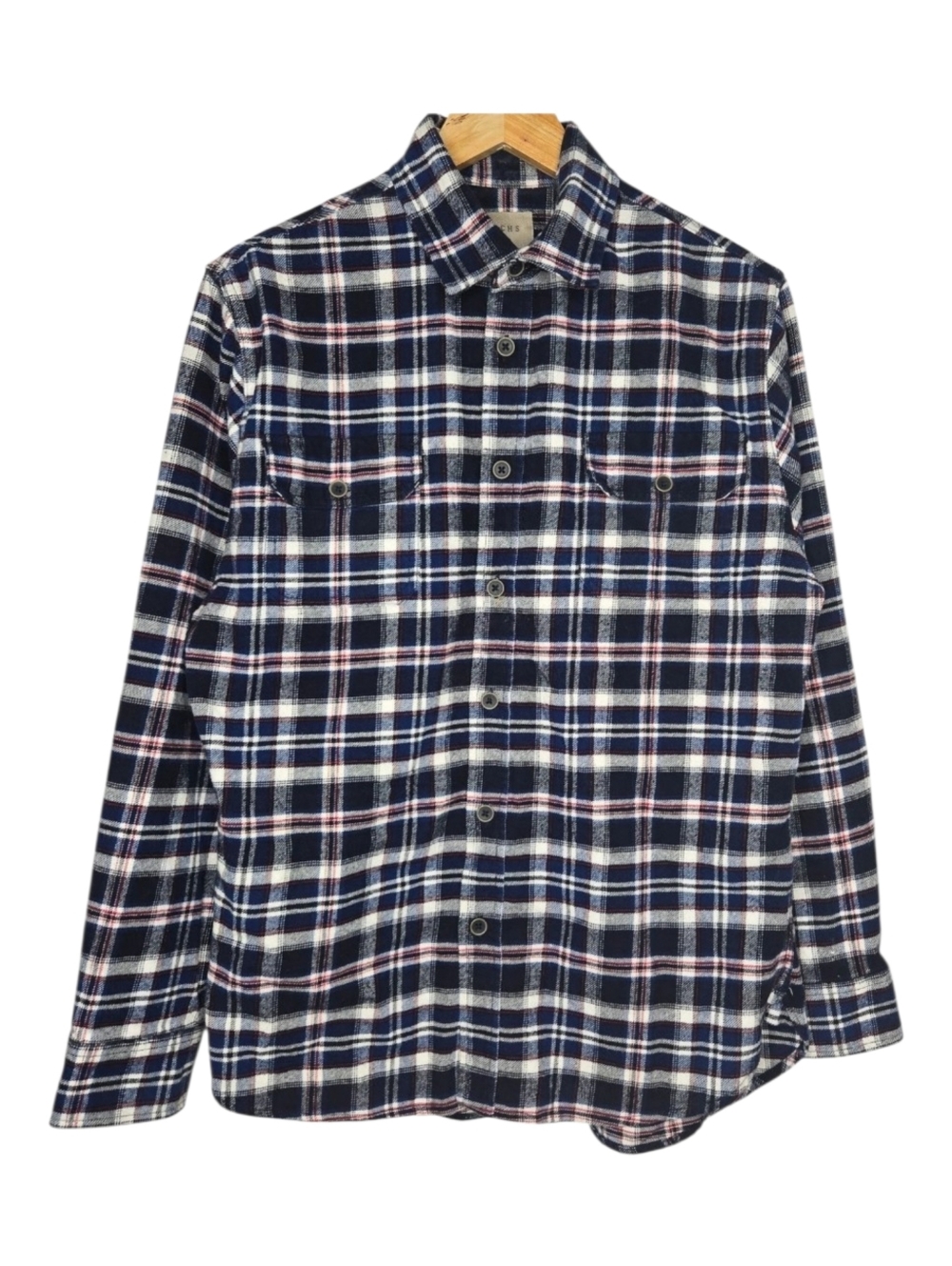 Jachs Mens Multi Color Plaid Mid Weight Button Down Flannel Shirt Size Medium